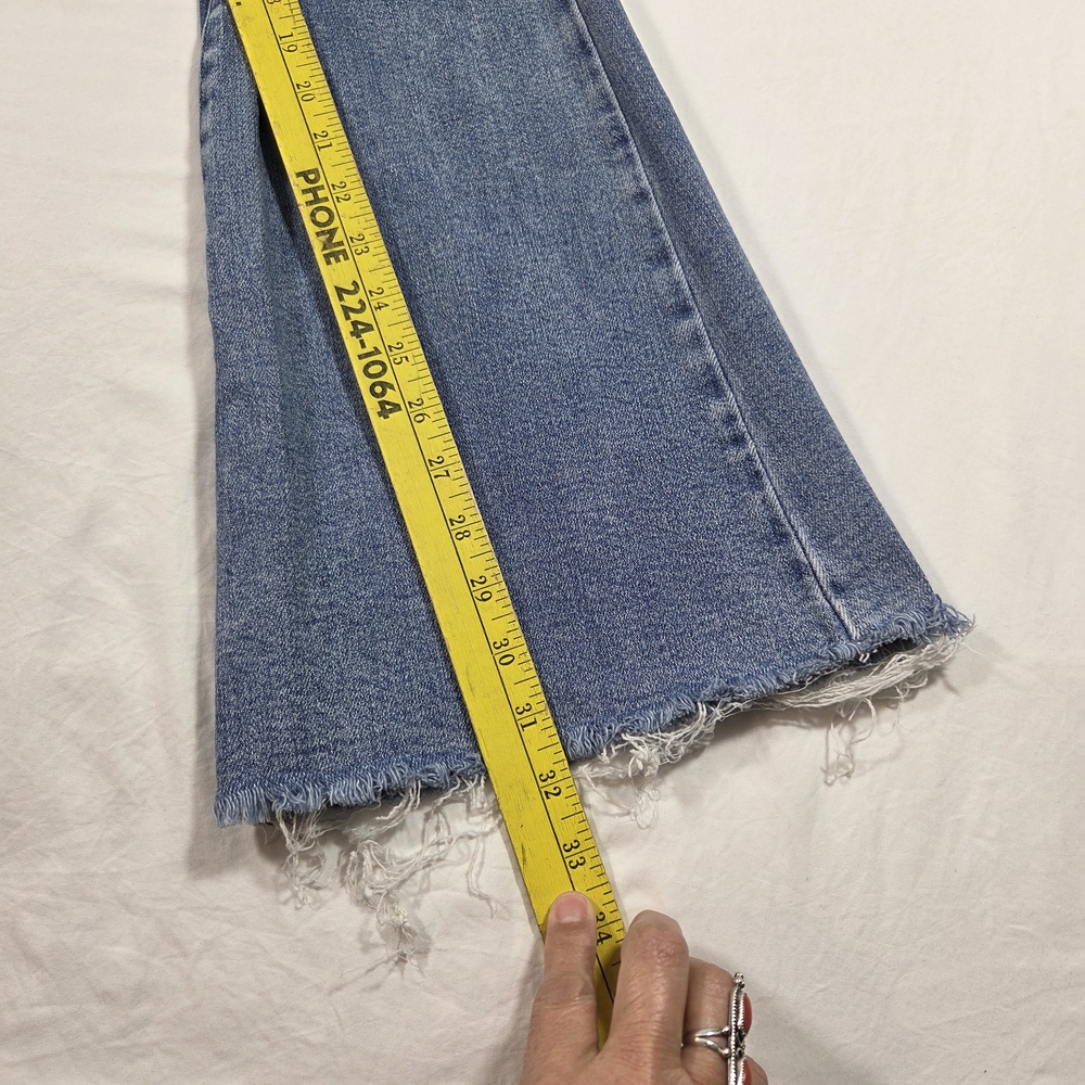 Judy Blue Flare Distressed Jeans High Rise Boho Medium Wash Festival Fringe Hem - Picture 9 of 13